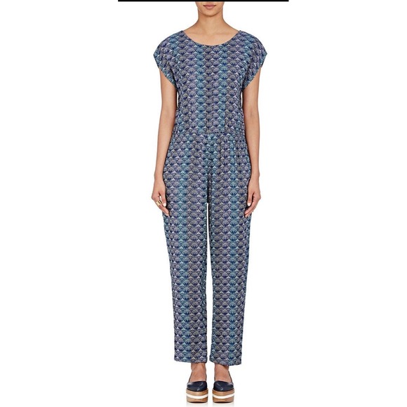Ace & Jig Pants - Ace & Jig Carnaby Jumpsuit Blue Geometric Cotton Gauze Size S Pockets